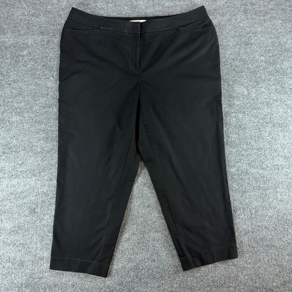 Sejour Black Cropped‎ Dress Pants Womens 18W Stretch Tapered Career Trousers